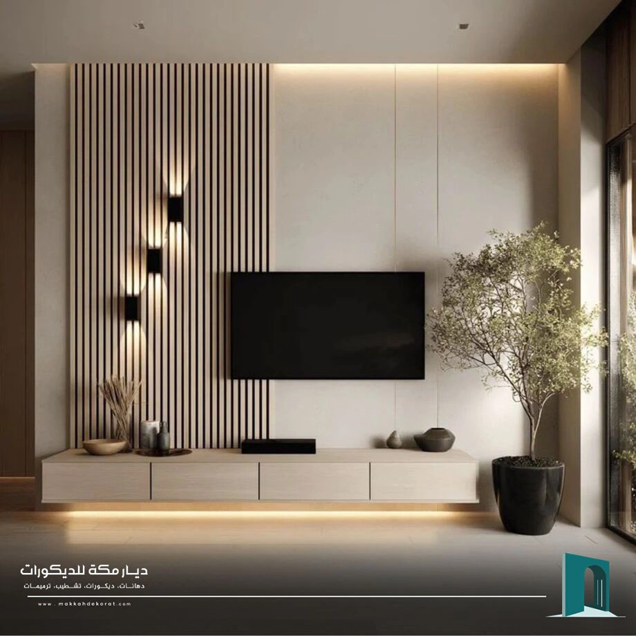 تركيب بديل رخام خلف الشاشة مكة